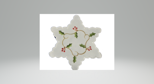 HOLLY VINES Red, Cream or White/Silver Embroidered Christmas Star or Round Doily (2 pack) - Image 3