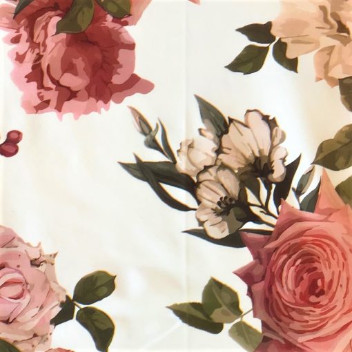 Roses on White - Vinyl Tablecloth Square or Oblong - Image 2