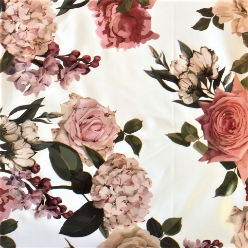 Roses on White - Vinyl Tablecloth Square or Oblong