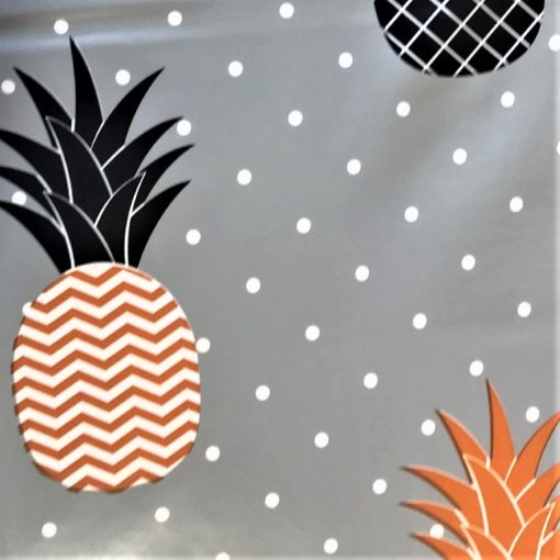 Pineapple on Grey Polka dot - Vinyl Tablecloth Square, Oblong or Round - Image 2