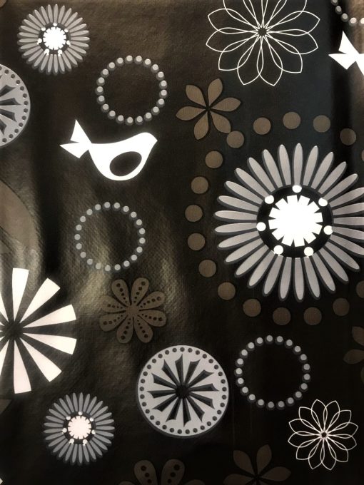 Floral Charcoal Grey - Vinyl Tablecloth Square or Oblong