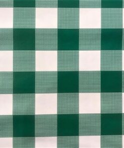 Green Gingham Large Check - Vinyl Tablecloth Oblong or Round