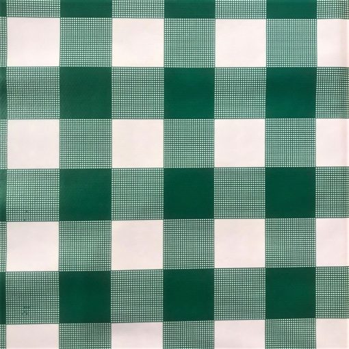 Green Gingham Large Check - Vinyl Tablecloth Oblong or Round