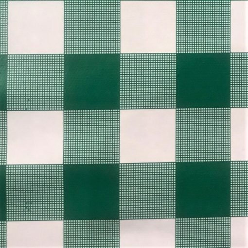 Green Gingham Large Check - Vinyl Tablecloth Oblong or Round - Image 2