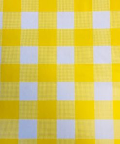 Yellow Gingham Large Check - Vinyl Tablecloth Square or Oblong