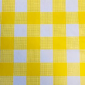 Yellow Gingham Large Check - Vinyl Tablecloth Square or Oblong