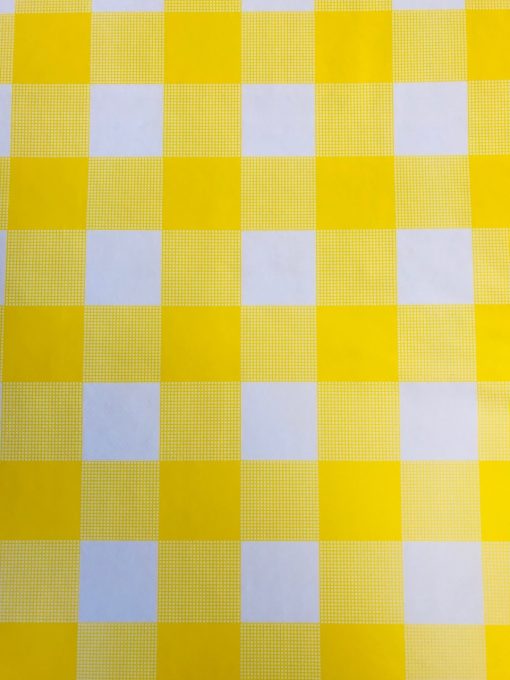 Yellow Gingham Large Check - Vinyl Tablecloth Square or Oblong