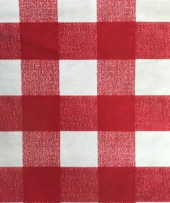 Red Gingham Large Check - Vinyl Tablecloth 160 cm Round (63")