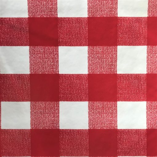 Red Gingham Large Check - Vinyl Tablecloth 160 cm Round (63")