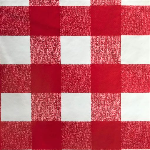 Red Gingham Large Check - Vinyl Tablecloth 160 cm Round (63") - Image 2