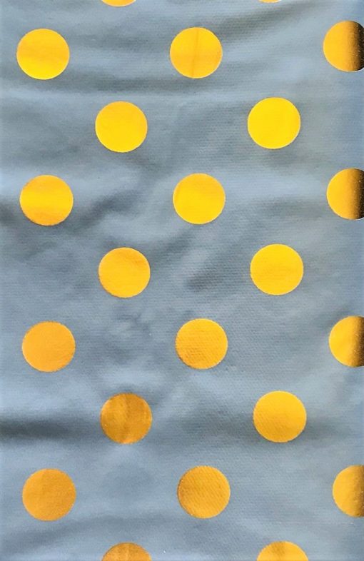Gold Polka Dot on Grey - Vinyl Tablecloth in Square or Oblong