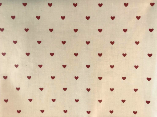Red Hearts on Cream - Oil Cloth Tablecloth 140 x 240 cm Oblong (55 x 94")
