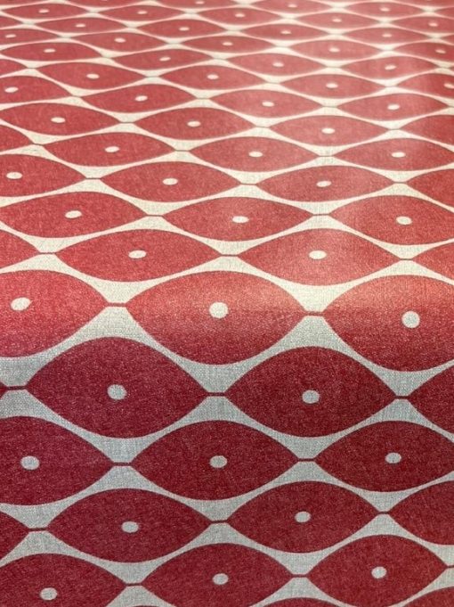 Moroccan Deep Red Vinyl Tablecloth 137cm (54" Wide) - Image 3