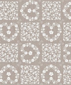 Oatmeal Floral Tile Vinyl Tablecloth 137 cm (54" Wide)